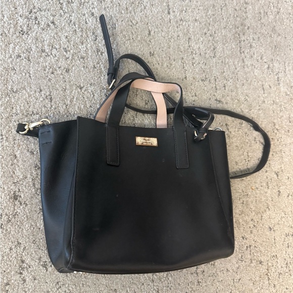 Kate Spade “Anisa” Black Tote with pink straps faded front logo otherwise GuC - Picture 2 of 16
